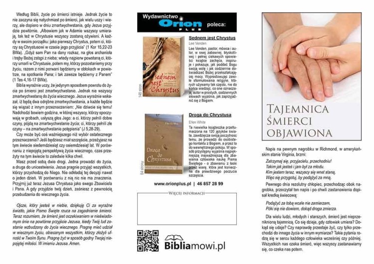 Ulotka Tajemnica Śmierci - komplet 100 sztuk