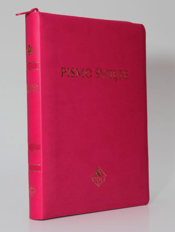 Biblia (Pismo Święte) DBG II, duża 170 x 232, PU, amarantowy, zamek, złocenia