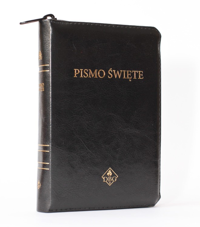 Biblia (Pismo święte) DBG II, mała 105x155, PU, czarny, zamek, złocenia