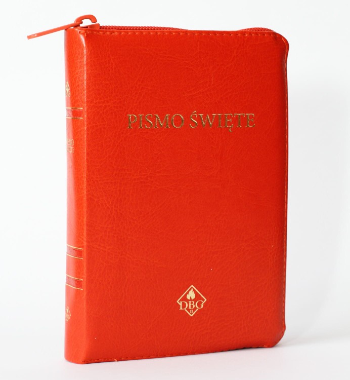 Biblia (Pismo Święte) DBG II, mała 105 x 155, PU, ceglany, zamek, złocenia