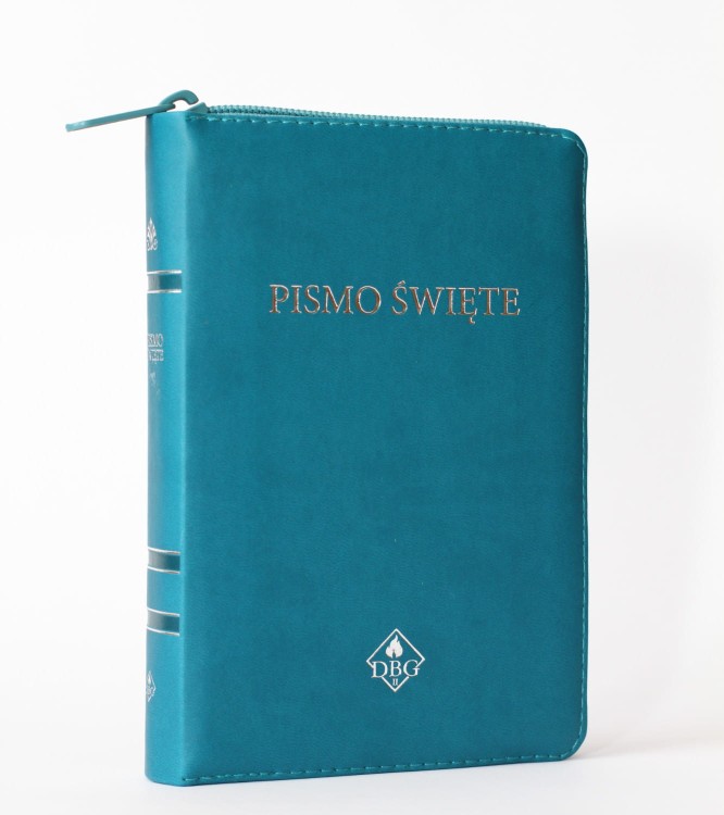 Biblia (Pismo Święte) DBG II, mała 105 x 155, PU, turkusowy, zamek, srebrzenia