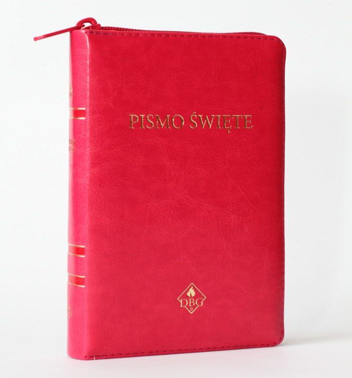 Biblia (Pismo Święte) DBG II, mała 105 x 155, PU, fuksjowy, zamek, złocenia