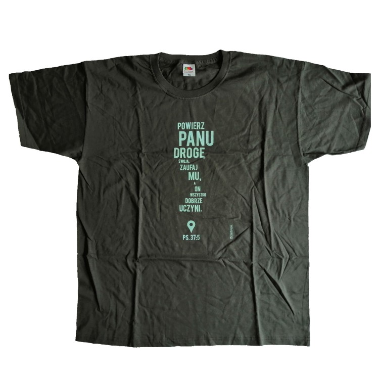 Koszulka T-shirt Powierz Panu drogę swoją męska szara M