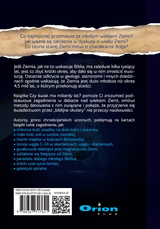 Czy świat ma miliardy lat? Tył okładki.